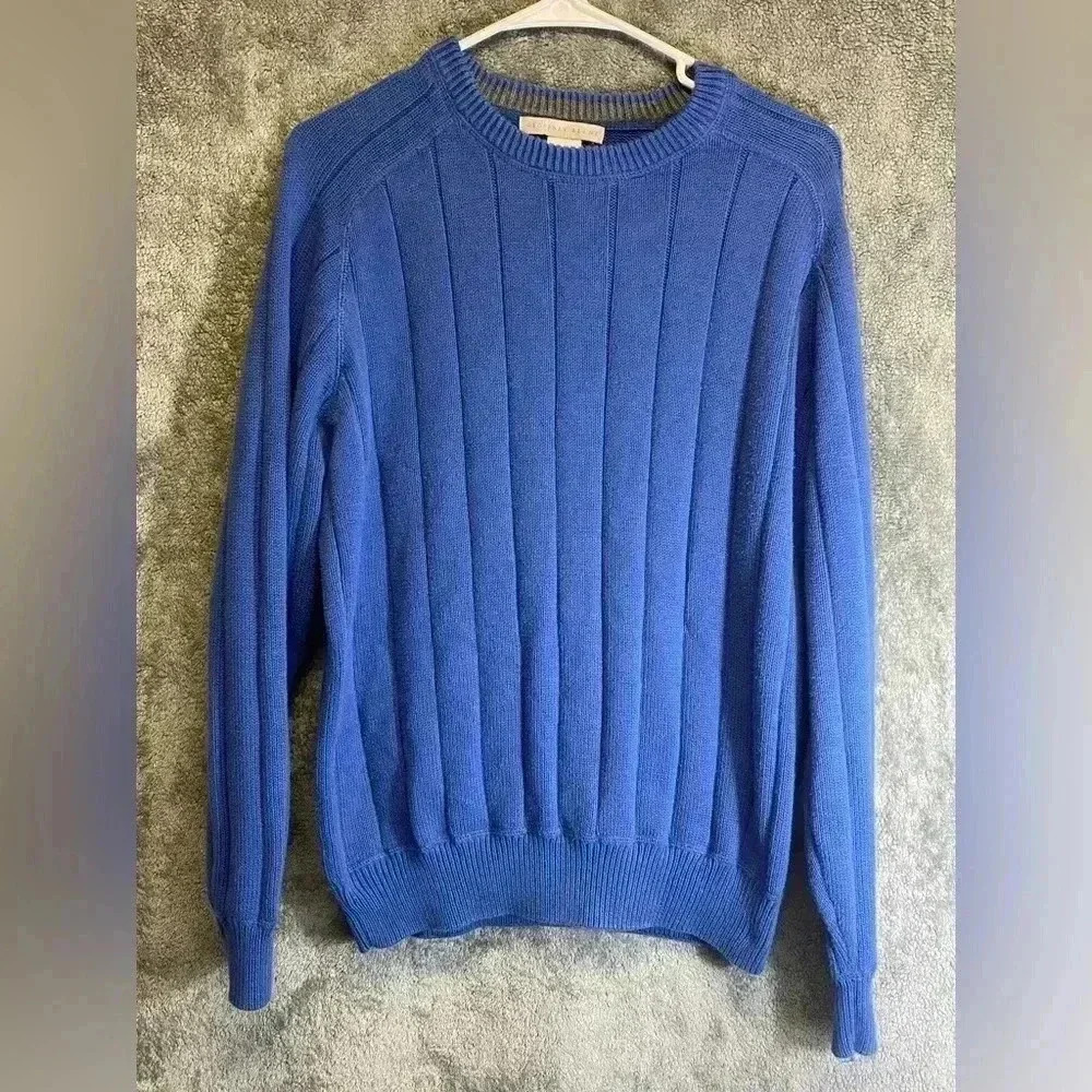 Geoffrey Beene men’s blue cable knit sweater size M